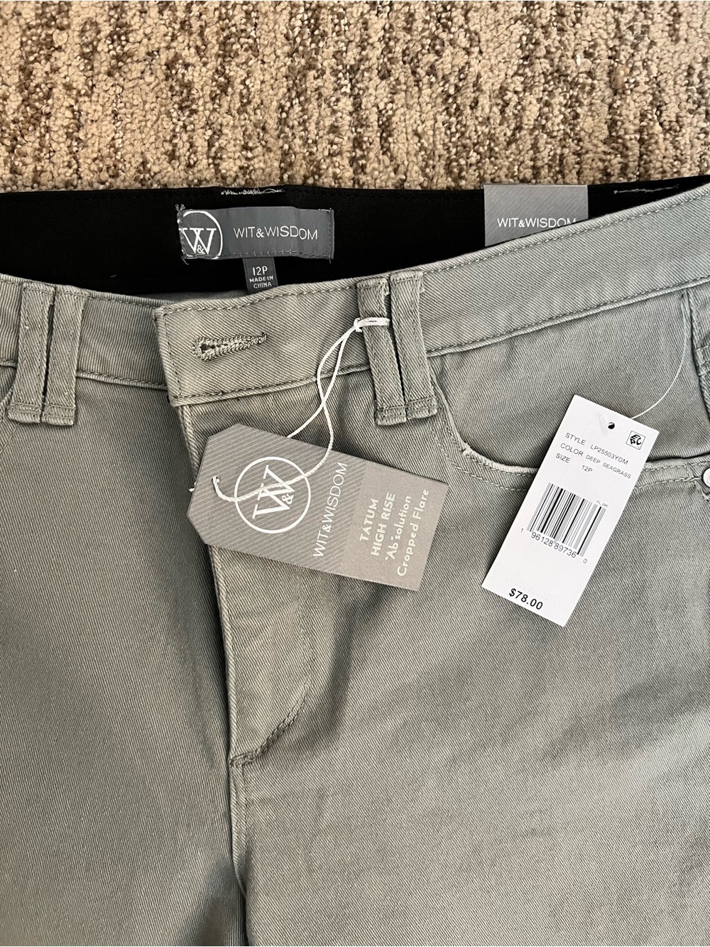 Wit & Wisdom High-Rise Jeans — Light Gray/Green